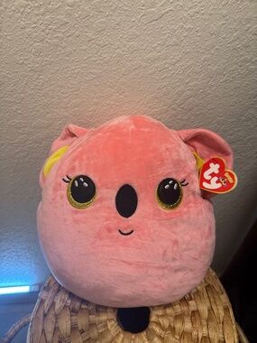 NWT—TY Beanie Squishies Plush - POPPY the Pink Koala Bear (Small Size - 12 inch)